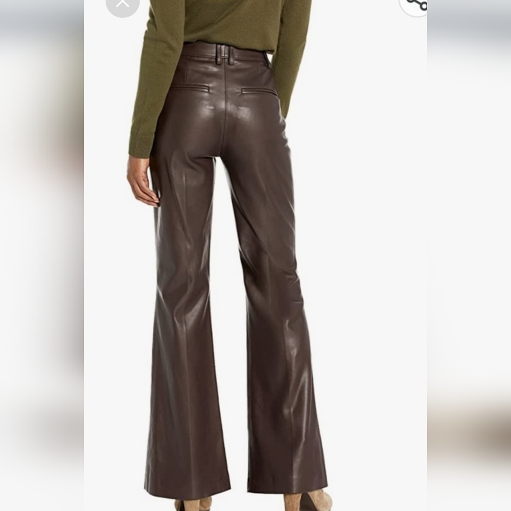 Rebecca Taylor Chocolate Brown Leather Flare Trousers
